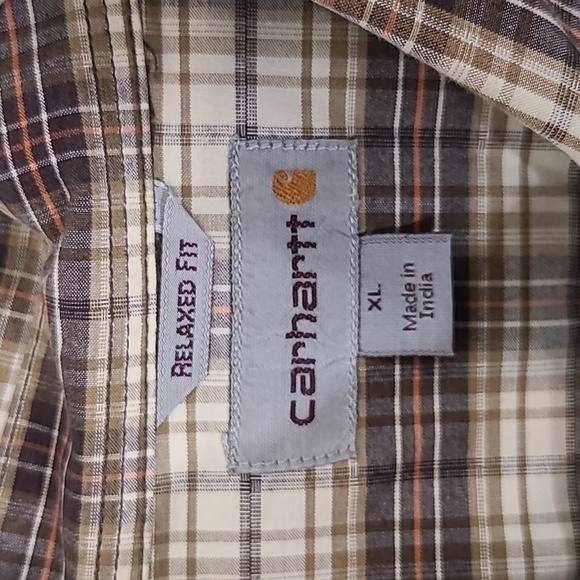 CARHARTT Men's Relaxed Fit Tan/Brown/Beige/Orange Button Down Shirt, size XL - Picture 4 of 6